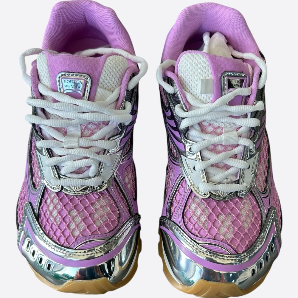 Bottega Veneta Pink & Silver Orbit Women's Sneakers - Picture 2 of 7